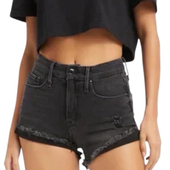 Good American Pants - NWT Good American Good Curve Denim Shorts Women’s 12 Black High Rise Stretch